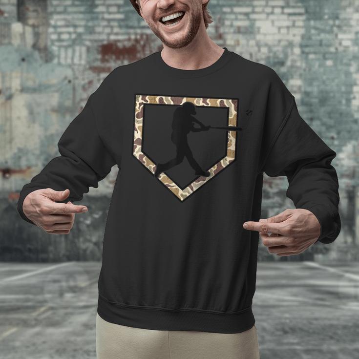 Camo Home Plate Camouflage Baseball Batter Youth Boys Unisex Sweatshirt