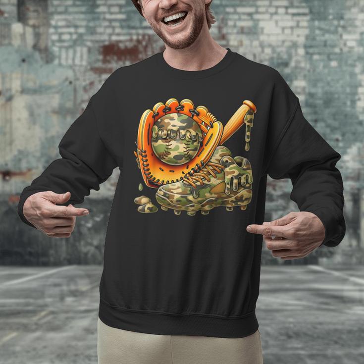 Camo Ice Cream Drip Baseball Stuff Baseball Drip Boys Unisex Sweatshirt