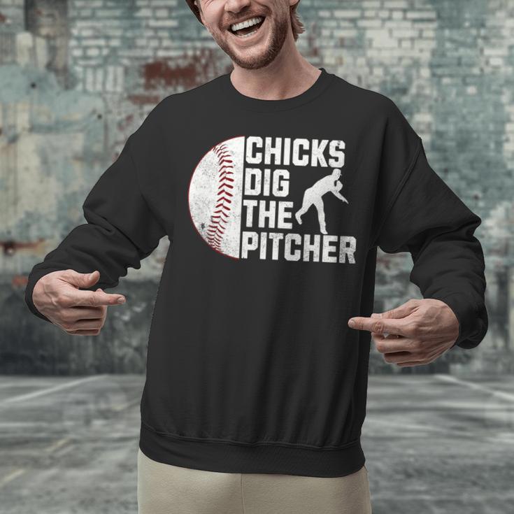 Chicks Dig The Pitcher Baseball Unisex Sweatshirt