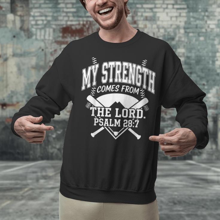 Christian Baseball My Strength Comes From The Lord Baseball Unisex Sweatshirt