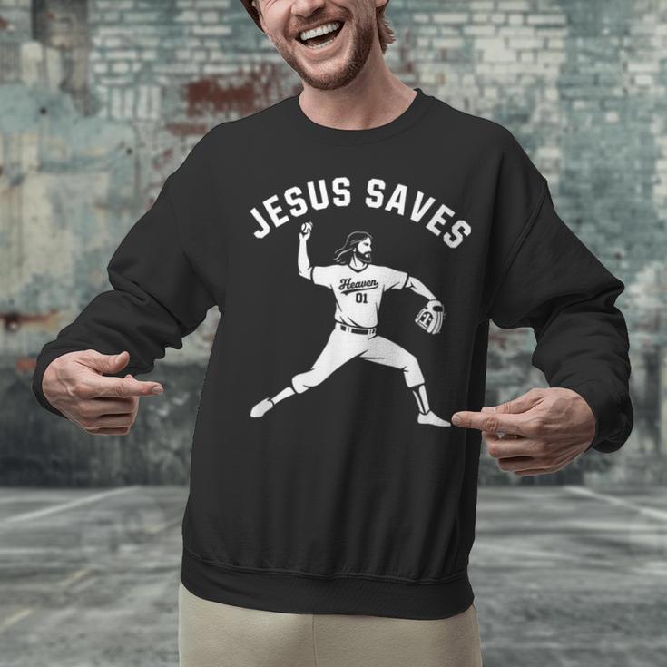 Christian Jesus Saves Baseball Pitcher Heaven 01 Sports Unisex Sweatshirt