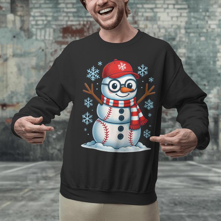 Christmas Baseball Snowman Xmas Pajamas Women Men Boys Unisex Sweatshirt