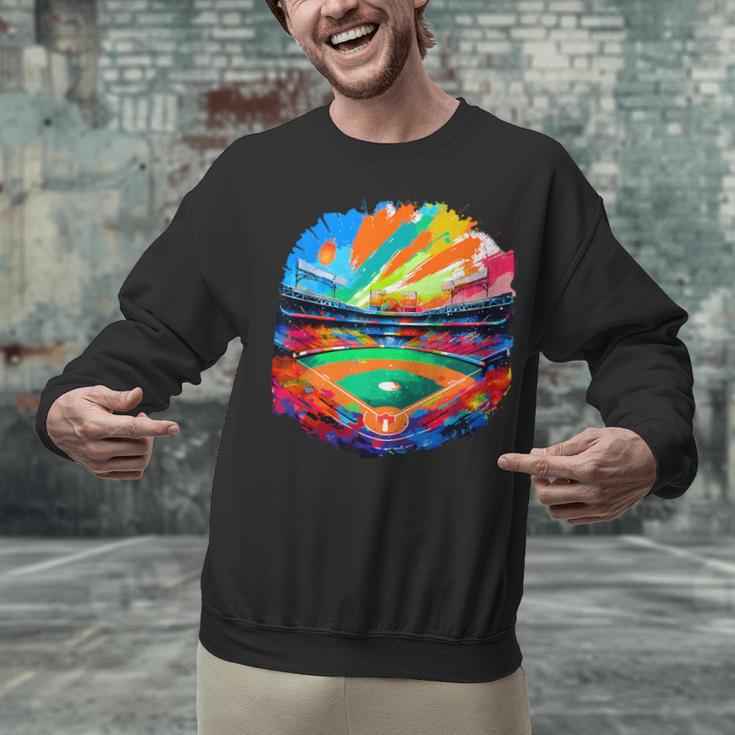 Colorful Baseball Field Home Run Baseball Player Fans Unisex Sweatshirt