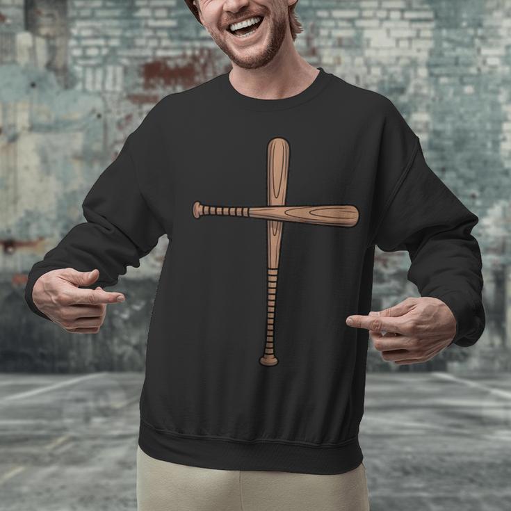 Cross Baseball Bats Christian Faith Sports Coach Pitcher Unisex Sweatshirt Cross Baseball Bats Christian Faith Sports Coach Pitcher Unisex Sweatshirt