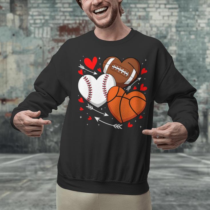 Cute Heart Baseball Basketball Football Valentine Boy Men Unisex Sweatshirt Cute Heart Baseball Basketball Football Valentine Boy Men Unisex Sweatshirt