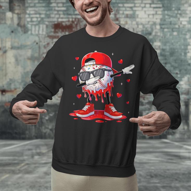 Dabbing Baseball Drip Ice Cream Youth Boy Valentines Day Unisex Sweatshirt