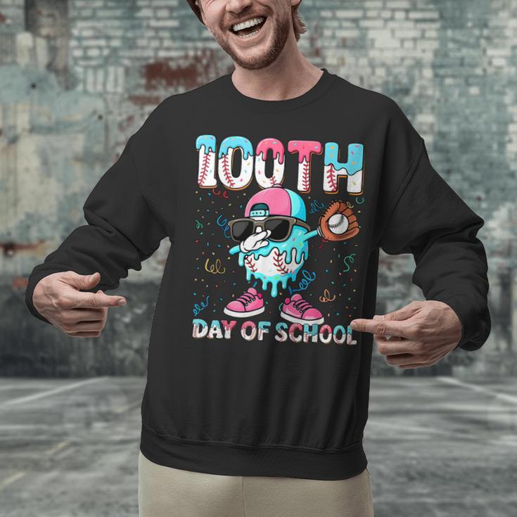 Dabbing Drippy 100th Days Of School Baseball Ice Cream Drip Unisex Sweatshirt