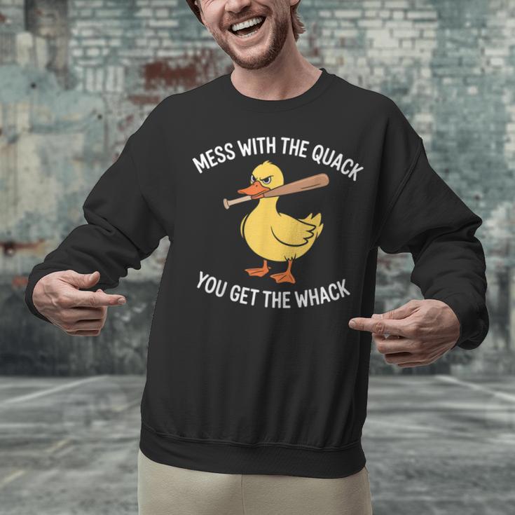 Duck And Baseball Bat Mess With The Quack You Get Whack Unisex Sweatshirt