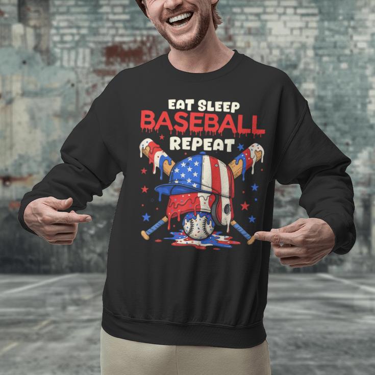 Eat Sleep Baseball Repeat Ice Cream Drip Crossed Bats Unisex Sweatshirt Eat Sleep Baseball Repeat Ice Cream Drip Crossed Bats Unisex Sweatshirt