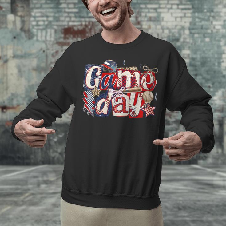 Game Day Baseball Leopard Coquette Bow Mama Mom Sister Unisex Sweatshirt