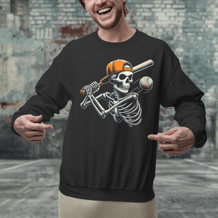 Halloween Boys Batting Skeleton Baseball Unisex Sweatshirt