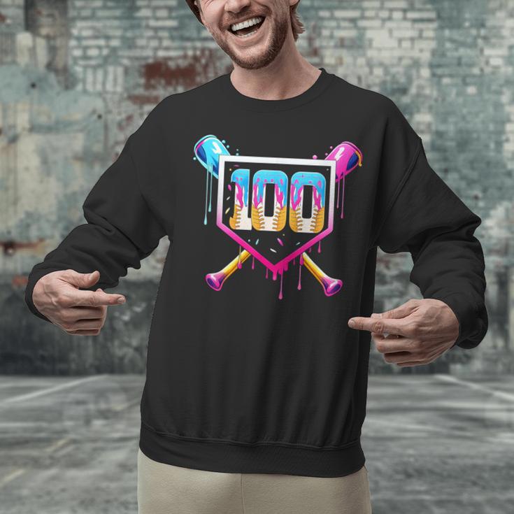 Happy 100 Days Of School Baseball Drip 100th Day Of School Unisex Sweatshirt Happy 100 Days Of School Baseball Drip 100th Day Of School Unisex Sweatshirt