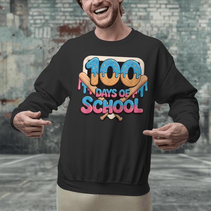 Happy 100 Days Of School Baseball Drip For Kids Teachers Unisex Sweatshirt