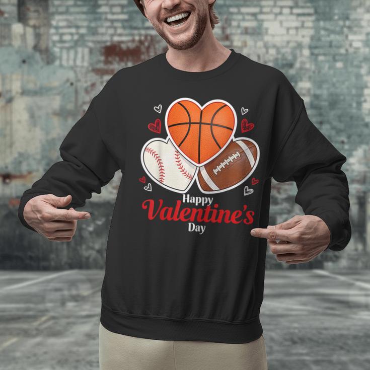 Happy Valentine’s Basketball Football Valentine Baseball Unisex Sweatshirt