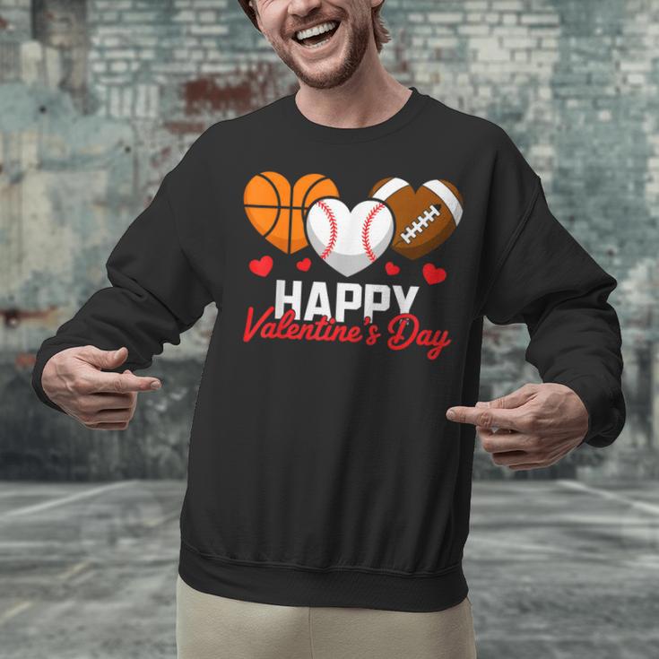 Happy Valentine’s Day Basketball Football Baseball Hearts Unisex Sweatshirt
