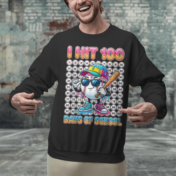 I Hit 100 Days Of School Baseball Ice Cram Drip 100th Boys Unisex Sweatshirt I Hit 100 Days Of School Baseball Ice Cram Drip 100th Boys Unisex Sweatshirt