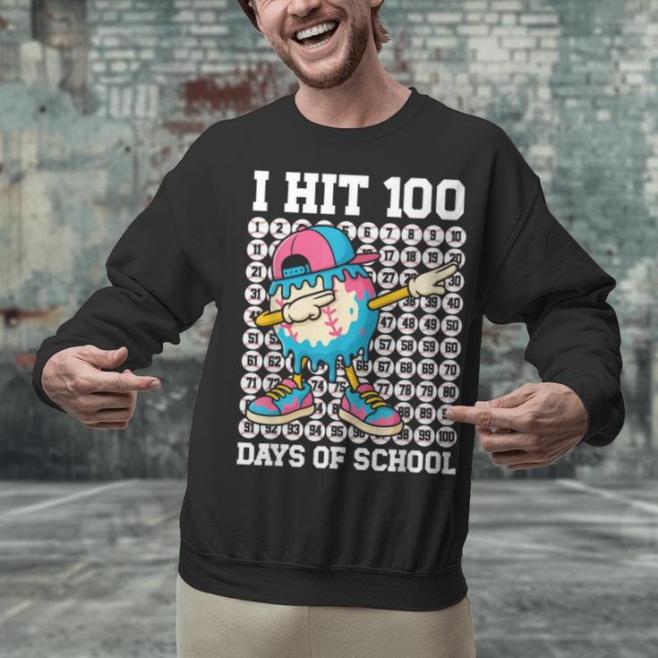 I Hit 100 Days Of School Baseball Ice Cream Drip Boys Girls Unisex Sweatshirt I Hit 100 Days Of School Baseball Ice Cream Drip Boys Girls Unisex Sweatshirt