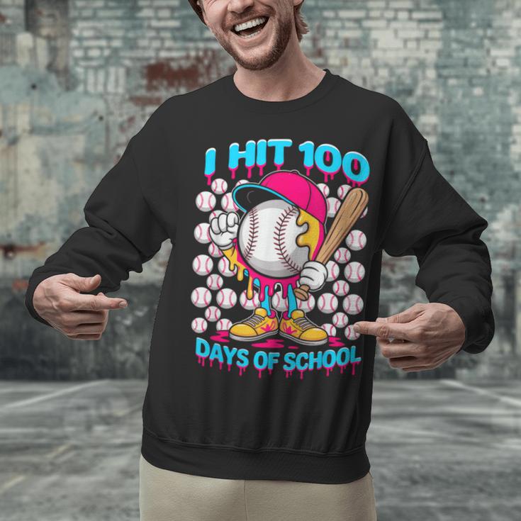 I Hit 100 Days Of School Baseball Ice Cream Drip Unisex Sweatshirt I Hit 100 Days Of School Baseball Ice Cream Drip Unisex Sweatshirt