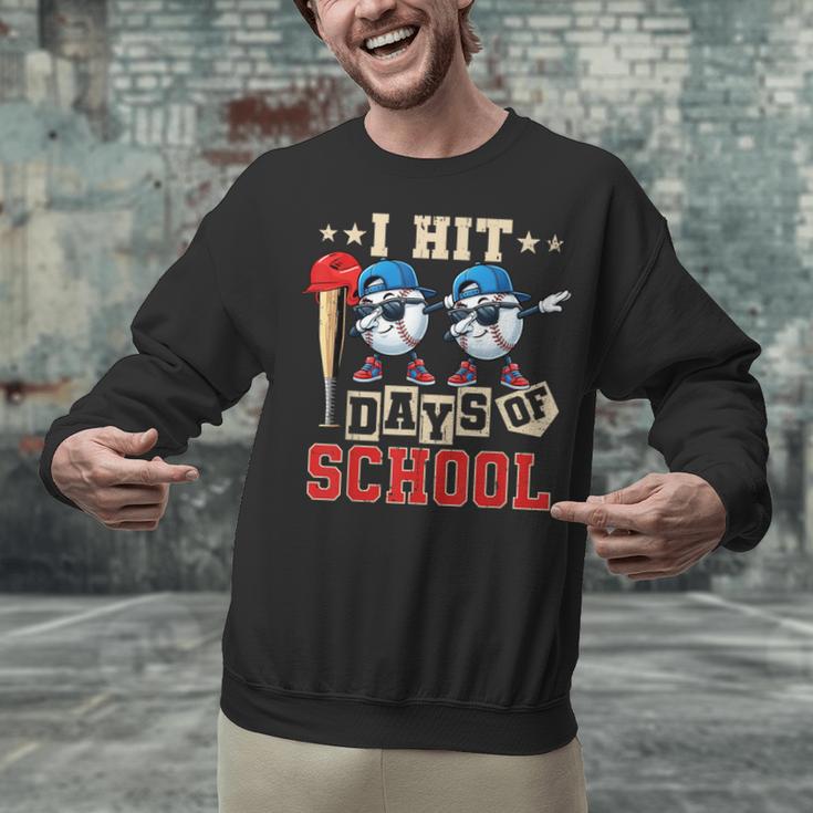 I Hit 100 Days Of School Baseball Kids Boy Teacher 100th Day Unisex Sweatshirt