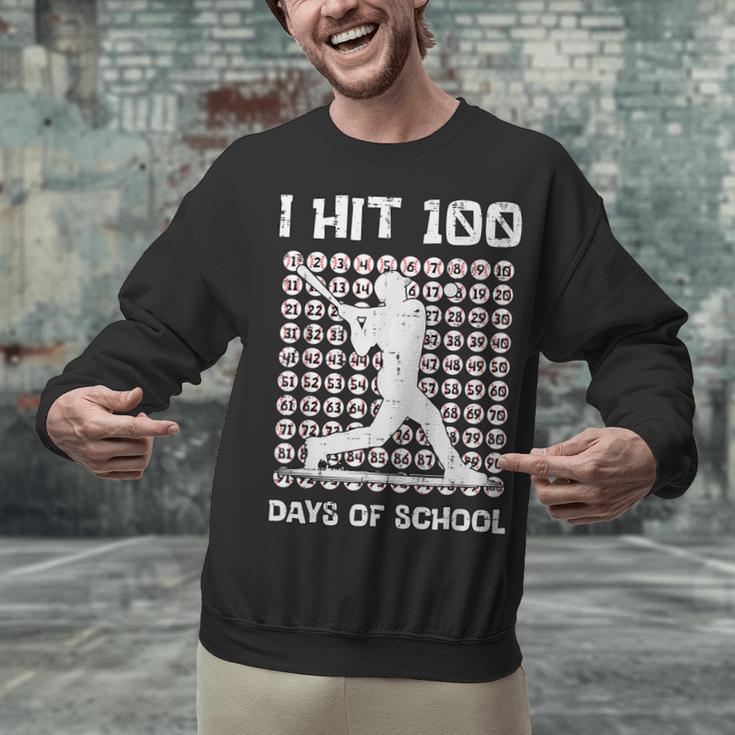 I Hit 100 Days Of School Baseball Player 100th Day Boys Kids Unisex Sweatshirt
