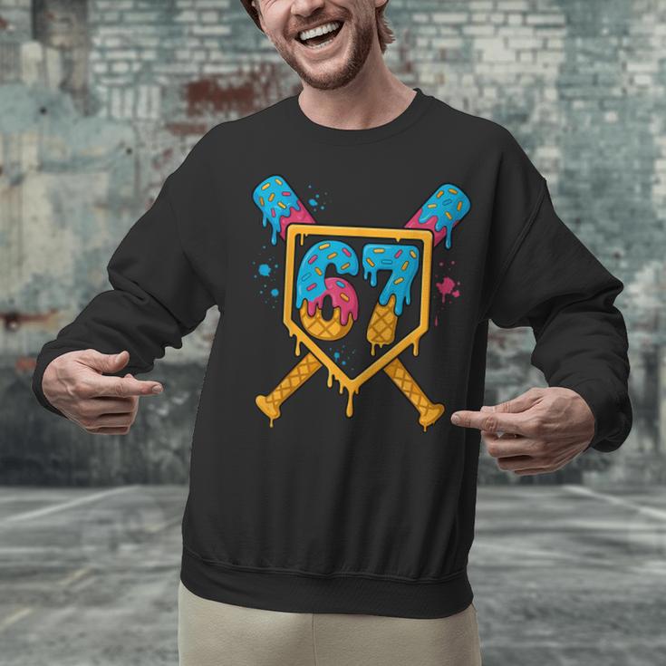 HUGvyn 67 Baseball Ice Cream Drip Six Seven Genz Alpha Slang Unisex Sweatshirt HUGvyn 67 Baseball Ice Cream Drip Six Seven Genz Alpha Slang Unisex Sweatshirt