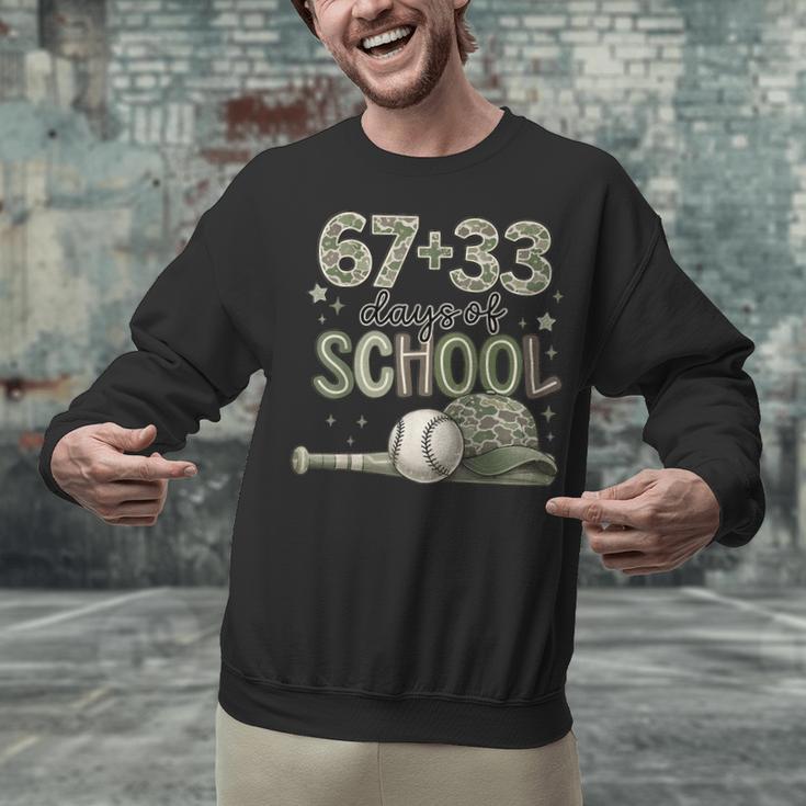 HUGvyn 6733 Days Of School Baseball 100 Days Camo Cap Boys Unisex Sweatshirt