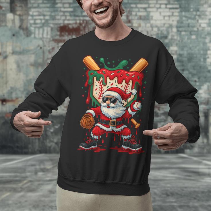 HUGvyn Santa Playing Baseball Ice Cream Drip Christmas Boys Unisex Sweatshirt