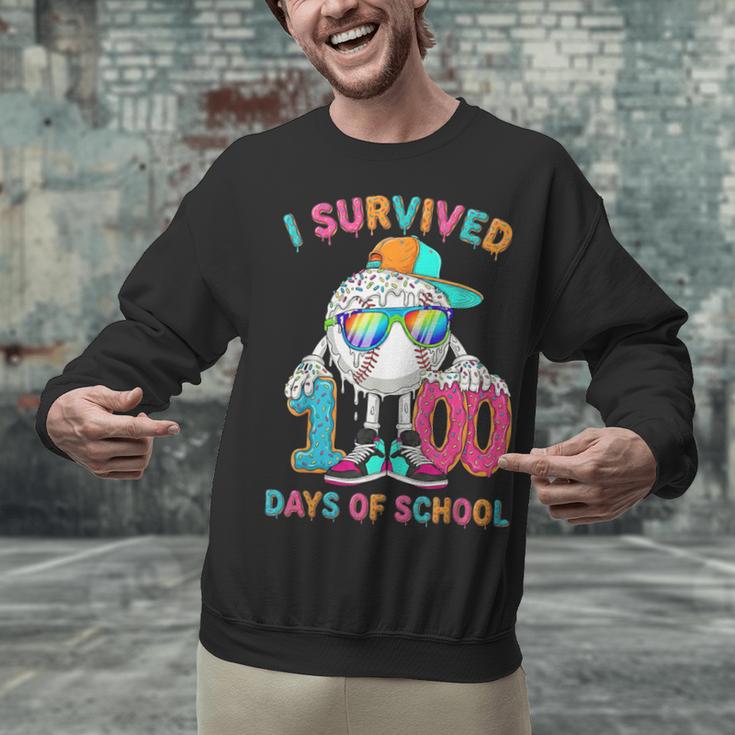 HUGvyn I Survived 100 Days Of School Baseball 6 7 Ice Cream Unisex Sweatshirt