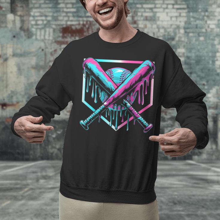 Ice Cream Baseball Drip Home Plate Bats Cool For Boys Youth Unisex Sweatshirt