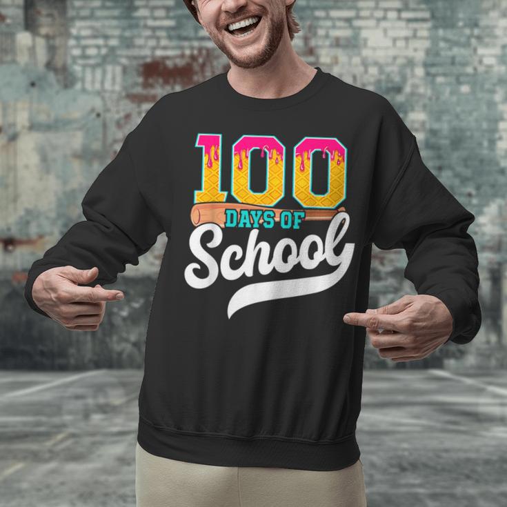 Ice Cream Drip 100 Days Of School Baseball Boys 100th Day Unisex Sweatshirt
