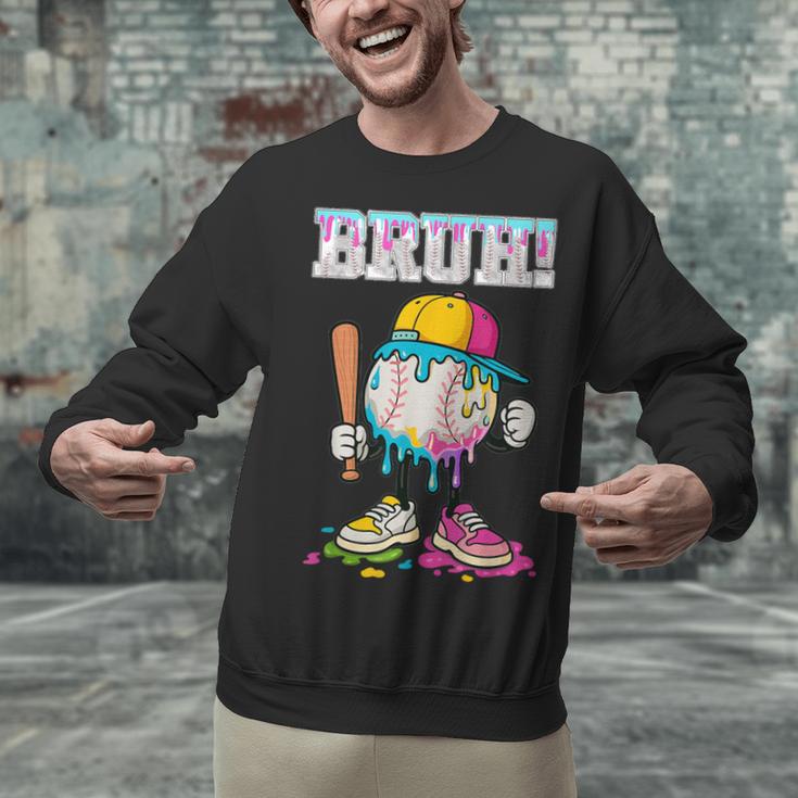 Ice Cream Drip Baseball Bruh Baseball Drip Boy Youth Unisex Sweatshirt