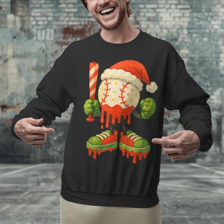 Ice Cream Drip Baseball Christmas Baseball Drip Candy Cane Unisex Sweatshirt Ice Cream Drip Baseball Christmas Baseball Drip Candy Cane Unisex Sweatshirt