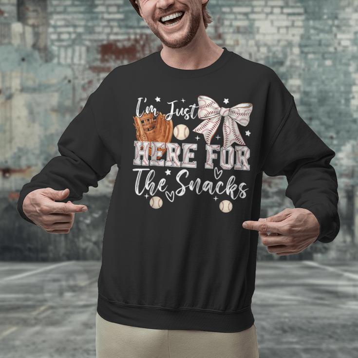 I'm Just Here For The Snacks Baseball Coquette Game Day Girl Unisex Sweatshirt I'm Just Here For The Snacks Baseball Coquette Game Day Girl Unisex Sweatshirt