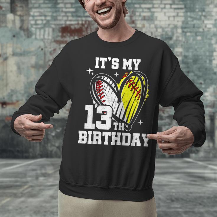 It's My 13th Birthday Baseball Softball Heart 13 Year Old Unisex Sweatshirt It's My 13th Birthday Baseball Softball Heart 13 Year Old Unisex Sweatshirt