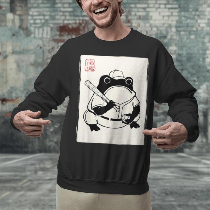 Japanese Grumpy Frog Baseball Player Baseball Unisex Sweatshirt Japanese Grumpy Frog Baseball Player Baseball Unisex Sweatshirt