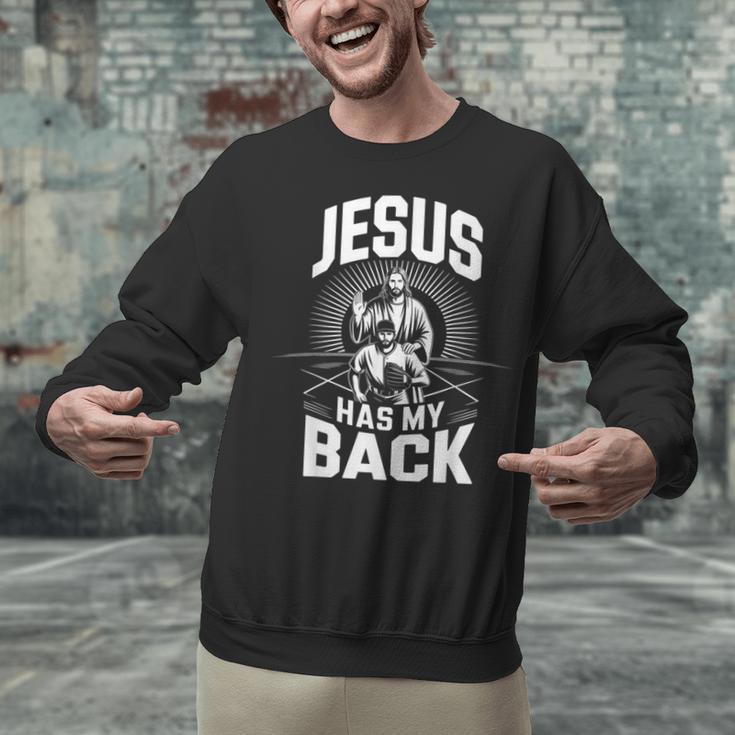 Jesus Has My Back Baseball Faith Motivation Tee Christian Unisex Sweatshirt