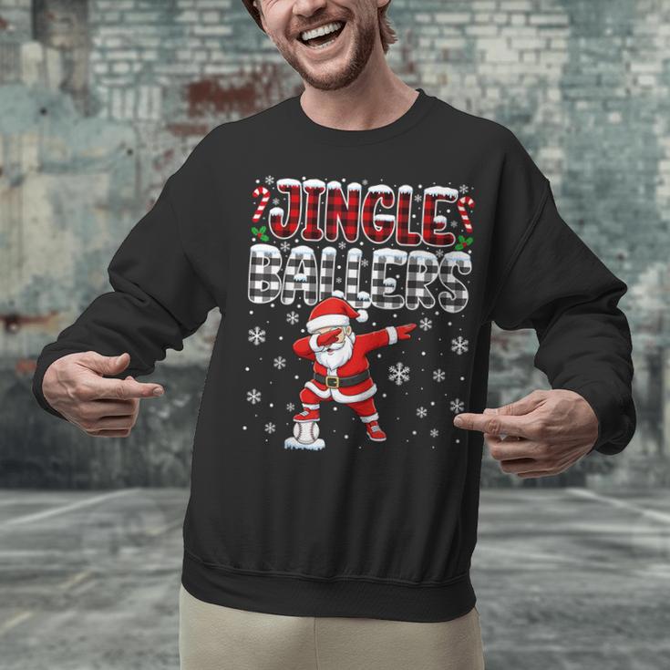 Jingle Ballers Plaid Santa Dabbing Baseball Christmas Unisex Sweatshirt