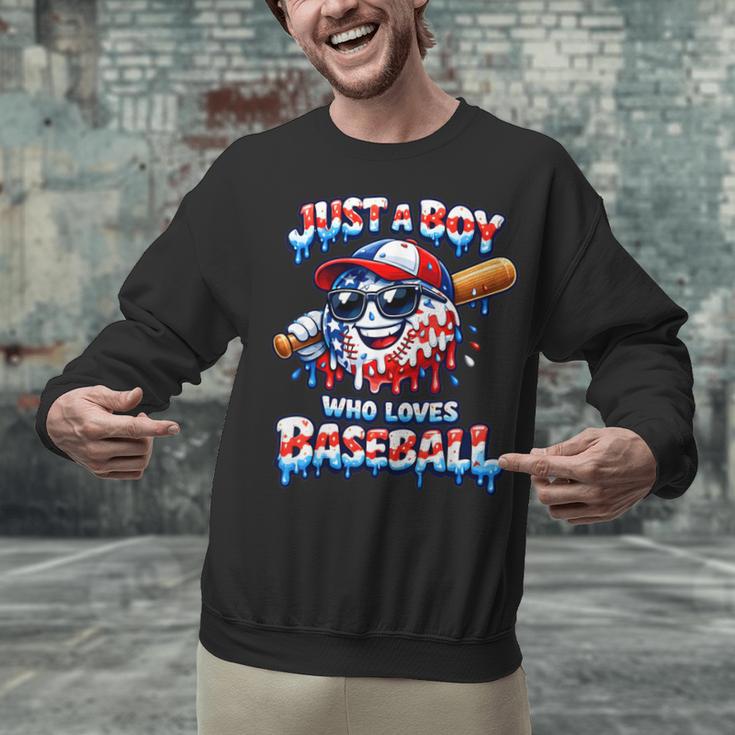 Just A Boy Who Loves Baseball Patriotic Drip For Youth Boys Unisex Sweatshirt Just A Boy Who Loves Baseball Patriotic Drip For Youth Boys Unisex Sweatshirt