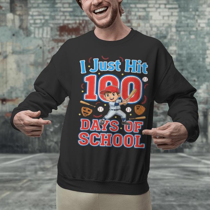 I Just Hit 100 Days Of School Baseball 100th Day Boys Kids Unisex Sweatshirt