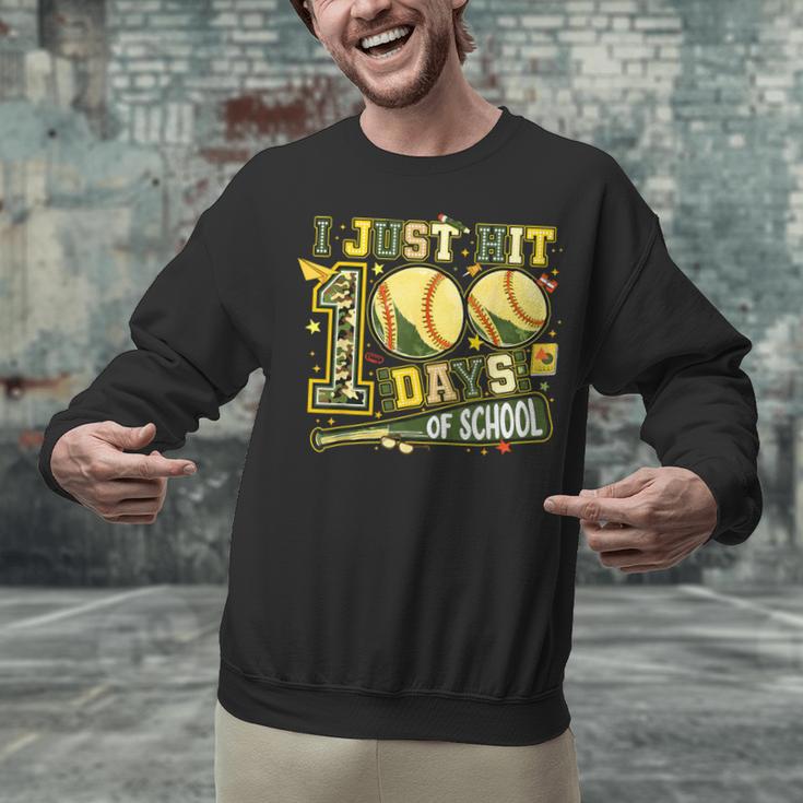 I Just Hit 100 Days Of School Baseball Teacher Boy Girl Kid Unisex Sweatshirt