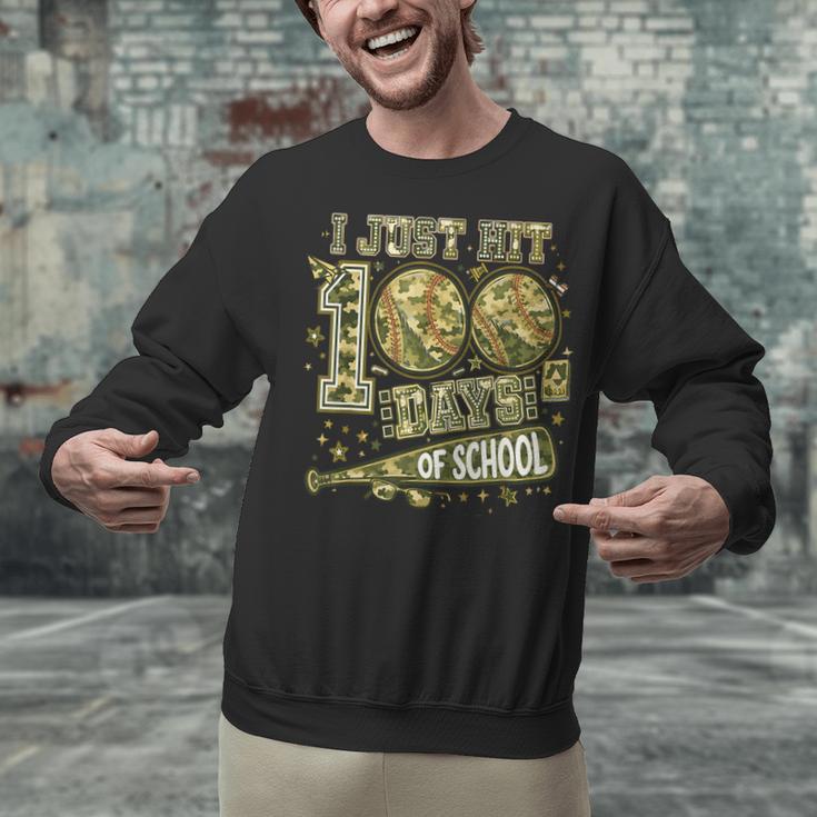 I Just Hit 100 Days Of School Camouflage Baseball Unisex Sweatshirt