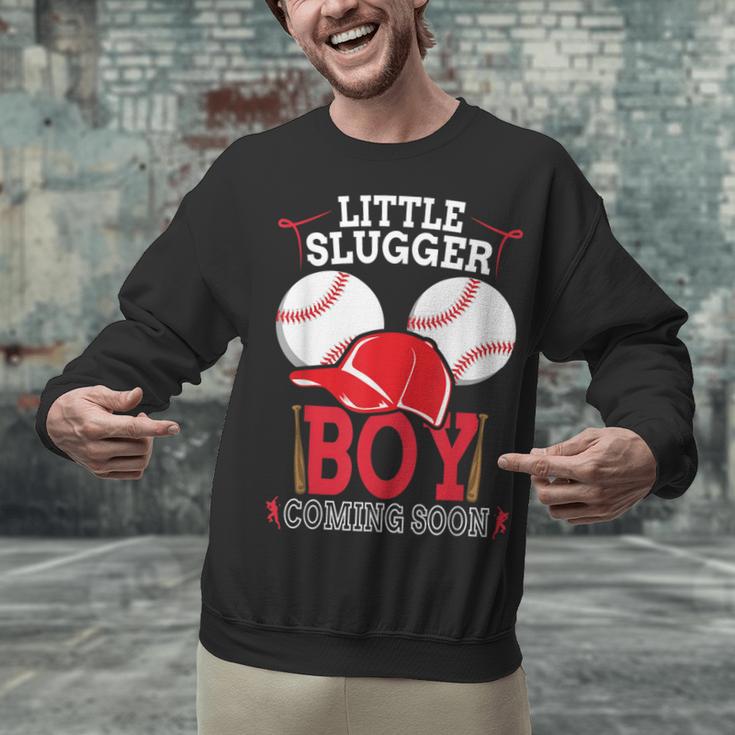 Little Slugger Boy Coming Soon Baby Announcement Baseball Unisex Sweatshirt Little Slugger Boy Coming Soon Baby Announcement Baseball Unisex Sweatshirt