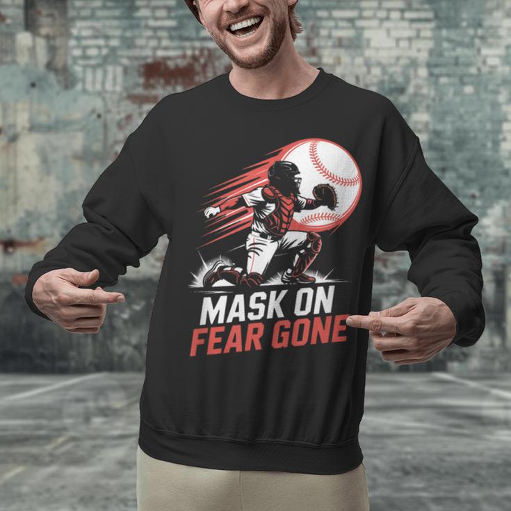 Mask On Fear Gone Baseball Catcher Softball Unisex Sweatshirt