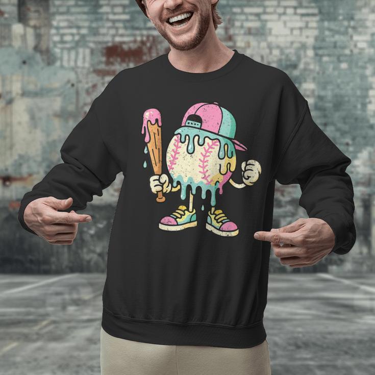 Melted Ice-Cream Baseball Mascot Pastel Pop Unisex Sweatshirt