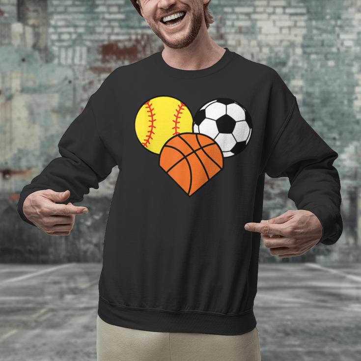 Mom Sports Heart Soccer Basketball Baseball Softball Unisex Sweatshirt Mom Sports Heart Soccer Basketball Baseball Softball Unisex Sweatshirt