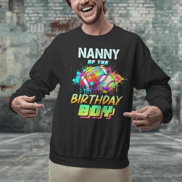 Nanny Of The Birthday Boy Baseball Football Colorful Unisex Sweatshirt