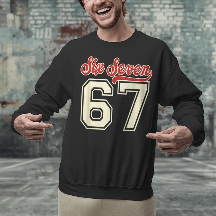 Number 67 Meme Six Seven Baseball Style Kids Boy Teen Unisex Sweatshirt