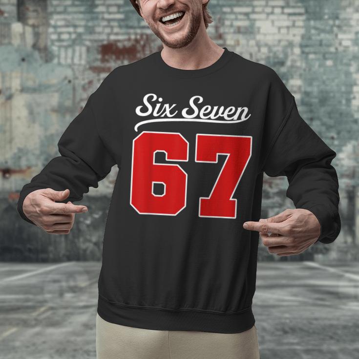 Number 67 Numbered Six Seven Baseball Jersey Style Team 67 Unisex Sweatshirt