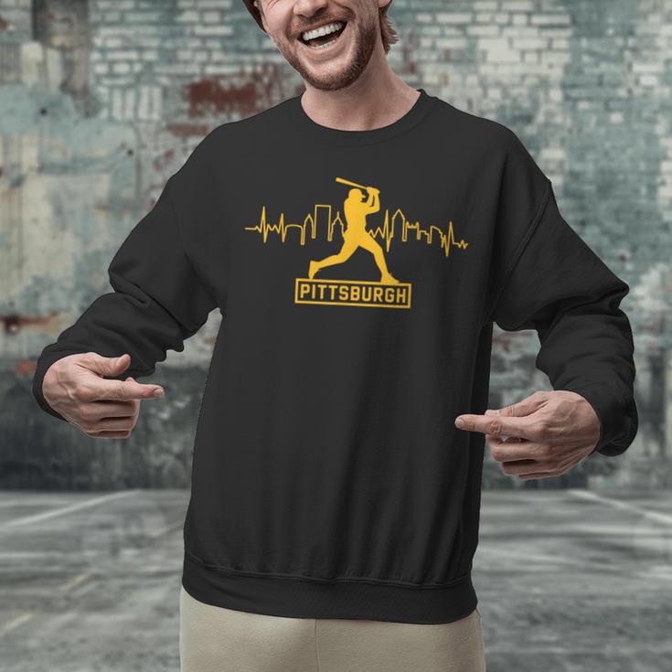 Pittsburgh Lovers Skyline Retro Baseball Heartbeat Men Women Unisex Sweatshirt Pittsburgh Lovers Skyline Retro Baseball Heartbeat Men Women Unisex Sweatshirt