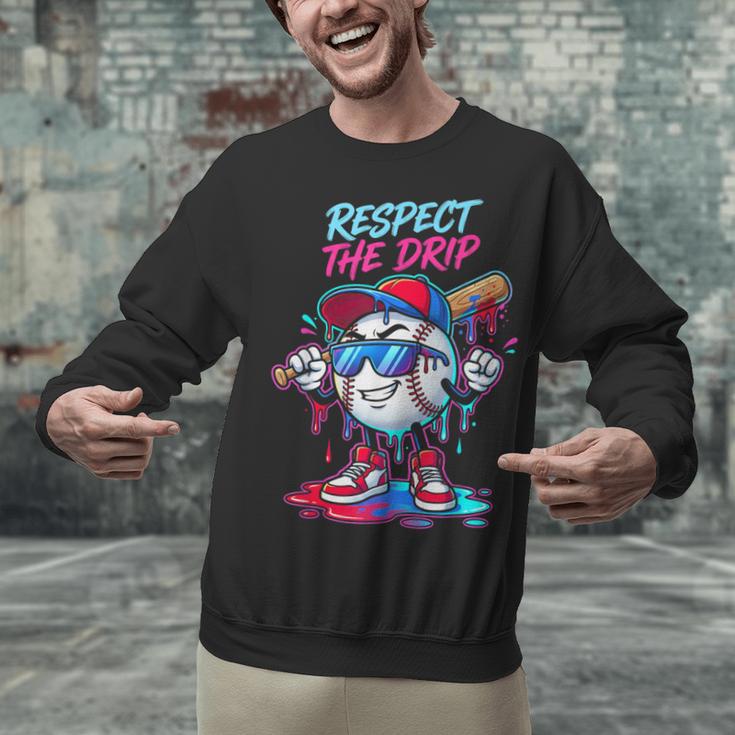 Respect The Drip Baseball Bat Sunglasses Mascot Unisex Sweatshirt